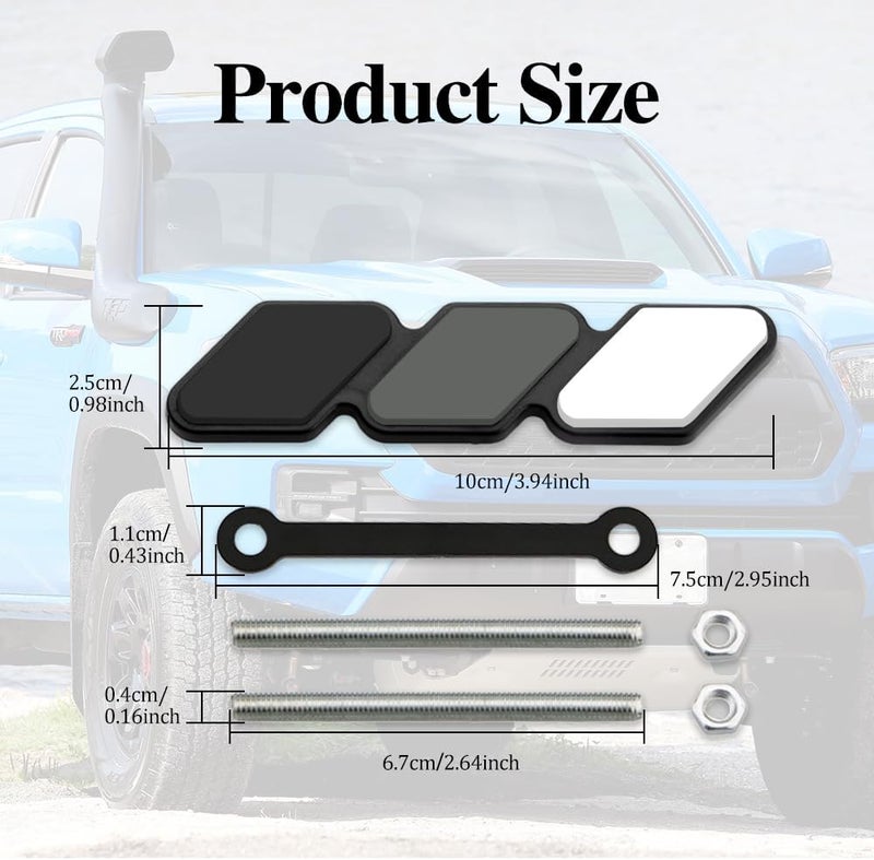 CHRYMUM TRD Grille Decor Badge, 3-Color Upgrade Emblem, Grille Insert Trims, Tri-Color Grille Badge Emblem Car Decoration Accessories Fit for Tacoma 4Runner Tundra Sequoia Rav4 Highlander (Grey White) - Image 2